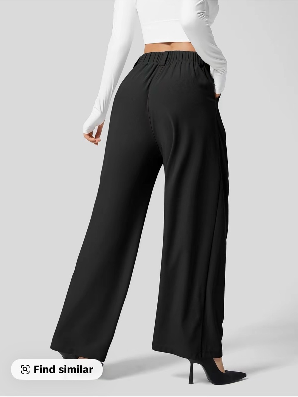 Petite Halara Flex High Waisted Pocket Wide Leg Waffle Work Pants